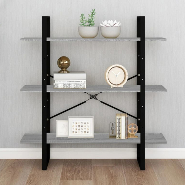 vidaXL 3 Shelf Grey Sonoma Industrial Style Bookcase - Size: 105 x 100 x 30cm - Wilko - image 1