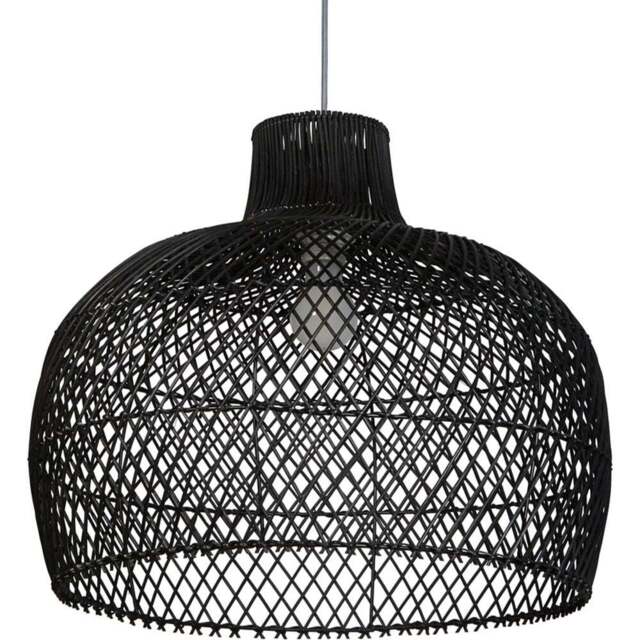 Lighting Collection Tusk Black Rattan Bell Ceiling Lamp Shade - Size: 44 x 53 x 54cm - Wilko - image 1
