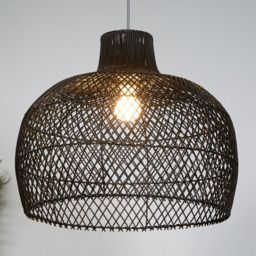 Lighting Collection Tusk Black Rattan Bell Ceiling Lamp Shade - Size: 44 x 53 x 54cm - Wilko - thumbnail 3