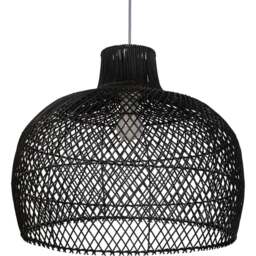 Lighting Collection Tusk Black Rattan Bell Ceiling Lamp Shade - Size: 44 x 53 x 54cm - Wilko - thumbnail 1