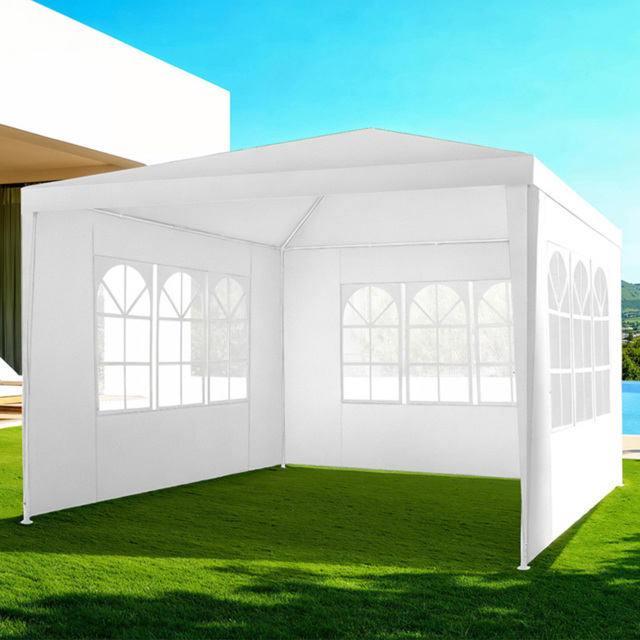 tectake Barinas 3 x 3m White Water Resistant Gazebo with 3 Side Panels - Wilko - image 1