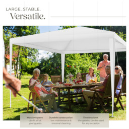 tectake Barinas 3 x 3m White Water Resistant Gazebo with 3 Side Panels - Wilko - thumbnail 4