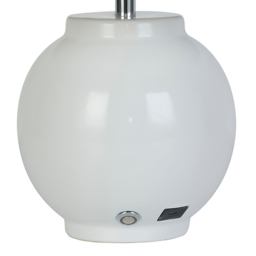 Lighting Collection Kern White Ceramic Rechargeable LED Table Lamp - Size: 27 x 31 x 27cm - Chrome and White - Wilko - thumbnail 4