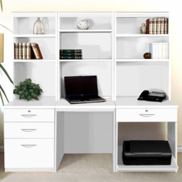 R White Cabinets SET-14-IN-WH Desk Drawer Printer Unit and Hutch Bookcase Home Office Furniture Set - Size: 182 x 170 x 54cm - Wilko - thumbnail 1