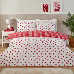 Love Hearts Duvet Set Red Superking - Size: Super King - Divante - Wilko - thumbnail 1
