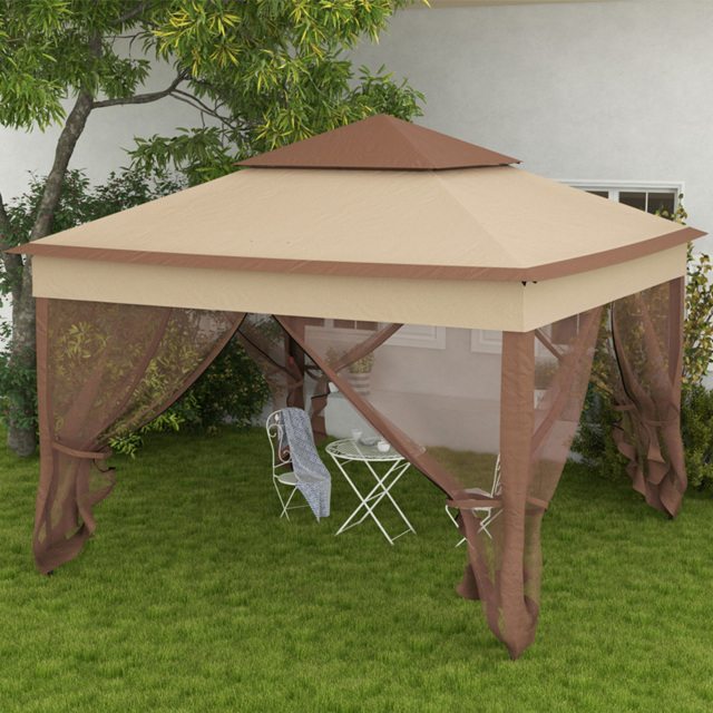 Outsunny 3 x 3m Khaki Double Roof Pop Up Gazebo - Size: 25 x 21.5 x 121cm - Green - Wilko - image 1
