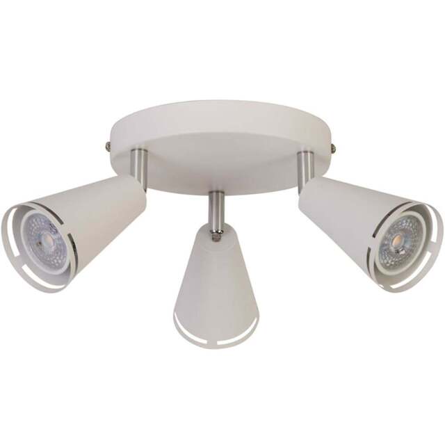 Lighting Collection Carter 3 Light White Spotlight - Size: 19.5 x 10.5 x 19.5cm - Chrome and White - Wilko - image 1