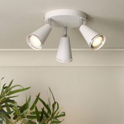 Lighting Collection Carter 3 Light White Spotlight - Size: 19.5 x 10.5 x 19.5cm - Chrome and White - Wilko - thumbnail 3