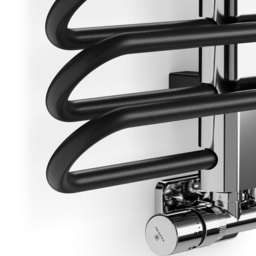 Terma Michelle 1245BTU Metallic Black and Chrome Heated Towel Rail 780 x 400mm - Size: 78 x 40 x 12.6cm - Multi - Wilko - thumbnail 4