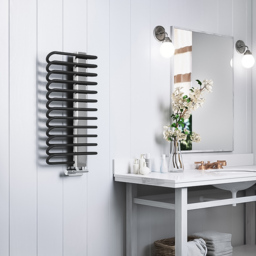 Terma Michelle 1245BTU Metallic Black and Chrome Heated Towel Rail 780 x 400mm - Size: 78 x 40 x 12.6cm - Multi - Wilko - thumbnail 3