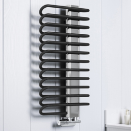 Terma Michelle 1245BTU Metallic Black and Chrome Heated Towel Rail 780 x 400mm - Size: 78 x 40 x 12.6cm - Multi - Wilko - thumbnail 7