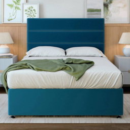 Bedmaster Small Double Marine Blue Plush Velvet 2 Drawer Divan Base - Wilko