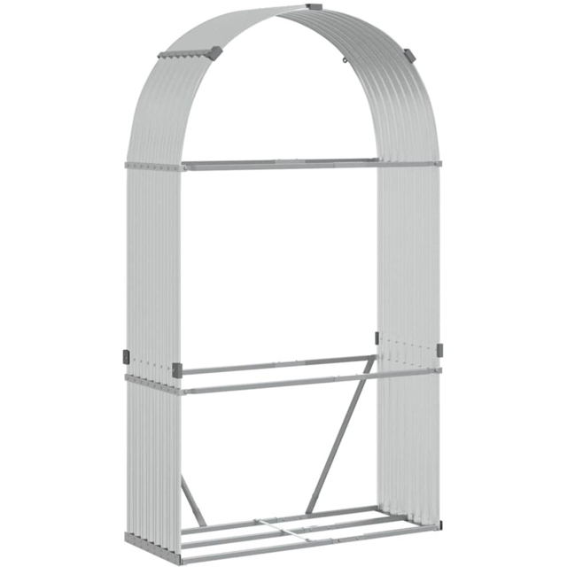 vidaXL Silver Galvanised Steel Firewood Log Holder 210 x 120 x 45cm - Wilko - image 1