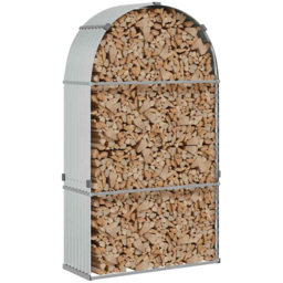 vidaXL Silver Galvanised Steel Firewood Log Holder 210 x 120 x 45cm - Wilko - thumbnail 3