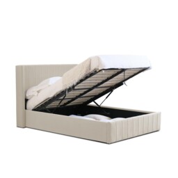 Olivia Super King Cream Brushed Velvet Ottoman Bed - Wilko - thumbnail 5