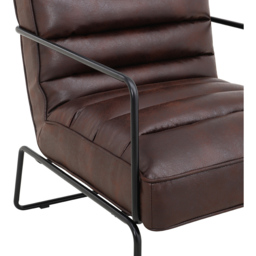 Living and Home Mid Century Brown PU Leather Armchair with Metal Base - Size: Single - Wilko - thumbnail 6
