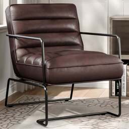 Living and Home Mid Century Brown PU Leather Armchair with Metal Base - Size: Single - Wilko - thumbnail 1