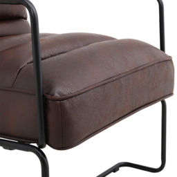 Living and Home Mid Century Brown PU Leather Armchair with Metal Base - Size: Single - Wilko - thumbnail 5