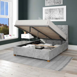 Aspire Hepburn King Size Silver Mirazzi Velvet Ottoman Bed - Aspire Beds - Wilko - thumbnail 3