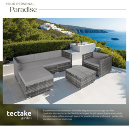tectake Milan 5 Seater Grey Garden Lounge Set - Size: 3 Seater - Wilko - thumbnail 5