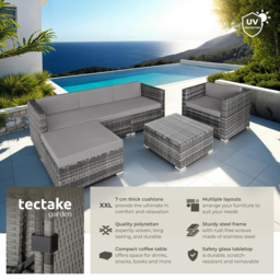 tectake Milan 5 Seater Grey Garden Lounge Set - Size: 3 Seater - Wilko - thumbnail 7