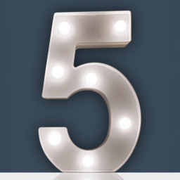 St Helens Battery Operated 3D LED Number 5 Light - Size: 21.8 x 4.3 x 16.5cm - White - Wilko - thumbnail 3