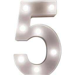 St Helens Battery Operated 3D LED Number 5 Light - Size: 21.8 x 4.3 x 16.5cm - White - Wilko
