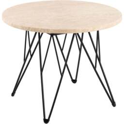 Florence Prunus Matt Biege Round Side Table with Steel Base - Size: 41.4 x 55 x 55cm - Multi - Furniture To Go - Wilko - thumbnail 3