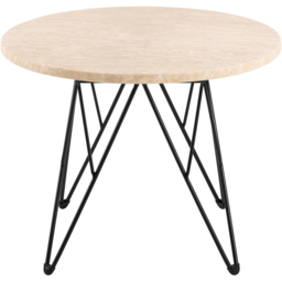 Florence Prunus Matt Biege Round Side Table with Steel Base - Size: 41.4 x 55 x 55cm - Multi - Furniture To Go - Wilko - thumbnail 4