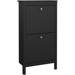 Florence Madrid 2 Flip Down Doors Matt Black Shoe Cabinet - Size: 24 x 53 x 102cm - Wilko - thumbnail 3