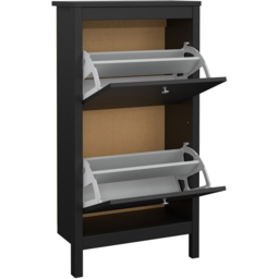 Florence Madrid 2 Flip Down Doors Matt Black Shoe Cabinet - Size: 24 x 53 x 102cm - Wilko - thumbnail 5