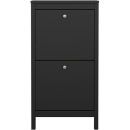 Florence Madrid 2 Flip Down Doors Matt Black Shoe Cabinet - Size: 24 x 53 x 102cm - Wilko - thumbnail 4