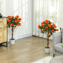 Portland Orange Rose Artificial Tree in Pot 90cm 2 Pack - Size: 90 x 18 x 18cm - Multi - Wilko - thumbnail 3