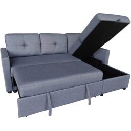 DS Living The Savona 3 Seater Grey Fabric L-Shape Pull Out Chaise Sofa Bed - Wilko - thumbnail 4