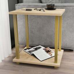 Decorotika Gurnee Gold and Oak Side Table - Size: 48 x 45 x 35cm - Multi - Wilko