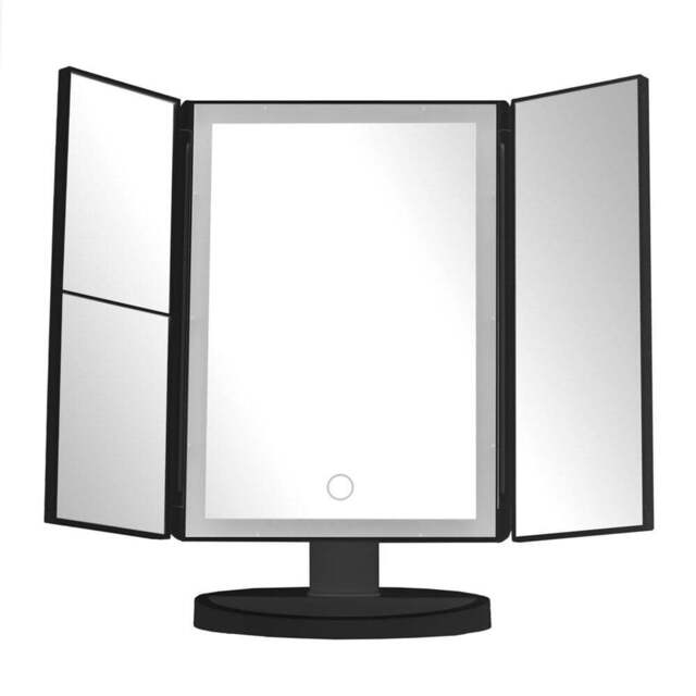 Premier Housewares Black Cassini LED Dressing Table Mirror - Size: 28 x 18cm - Wilko - image 1