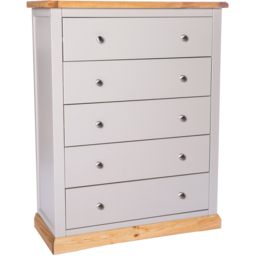 Cabinet Bits Bomporto 5 Drawer Grey Chrome Knob Chest of Drawers - Wilko - thumbnail 4