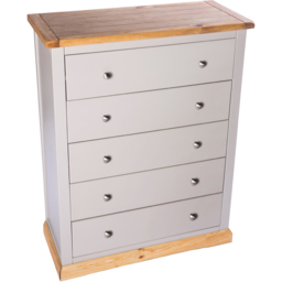 Cabinet Bits Bomporto 5 Drawer Grey Chrome Knob Chest of Drawers - Wilko - thumbnail 5