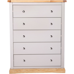 Cabinet Bits Bomporto 5 Drawer Grey Chrome Knob Chest of Drawers - Wilko - thumbnail 3