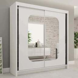 Sliding Wardrobes 4U 2 Sliding Door White Modern Curved Mirrored Wardrobe 120cm - Size: 2 Door - Wilko - thumbnail 1