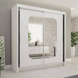 Sliding Wardrobes 4U 2 Sliding Door White Modern Curved Mirrored Wardrobe 120cm - Size: 2 Door - Wilko - thumbnail 4