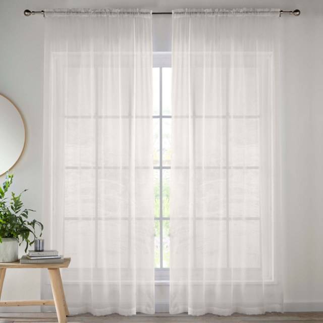 Tyrone Textiles Crystal Cream Plain Sheer Voile Panel Curtain 145 x 183cm - Size: 183 x 145 x 1cm - Wilko - image 1
