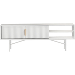H&O Direct 2 Door 2 Shelf White Striped Wooden TV Stand - Size: 50 x 140 x 40cm - Wilko - thumbnail 3