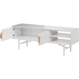 H&O Direct 2 Door 2 Shelf White Striped Wooden TV Stand - Size: 50 x 140 x 40cm - Wilko - thumbnail 4