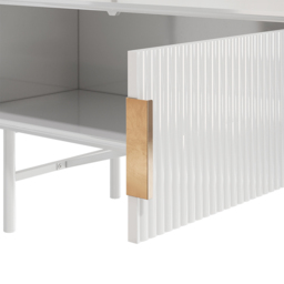 H&O Direct 2 Door 2 Shelf White Striped Wooden TV Stand - Size: 50 x 140 x 40cm - Wilko - thumbnail 7