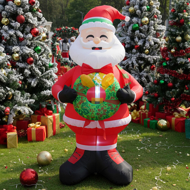 Living and Home Inflatable Santa Model LED Christmas Decoration 7.9ft - Size: 8ft - Multi - Wilko - image 1