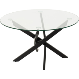 Seconique Sheldon Clear Glass and Black Round Coffee Table - Size: 45 x 80 x 80cm - Clear Glass/Black - Wilko - thumbnail 3