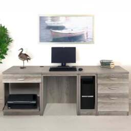 R White Cabinets 4 Drawer Set-16 Computer Desk with Printer Shelf Grey - Size: 72.8 x 197.9 x 54cm - Wilko - thumbnail 1