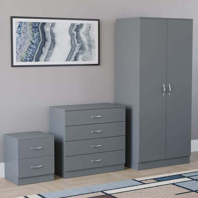 Vida Designs Riano Grey 3 Piece Bedroom Furniture Set - Wilko - image 1