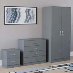 VIDA DESIGNS Riano Grey 3 Piece Bedroom Furniture Set - Wilko